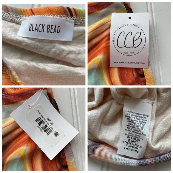 BLACKBEAD Abstract Marble Micro Mini Skirt Orange Brown Small Deep Wave Ruffle - Picture 3 of 6